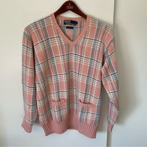 Polo V neck cotton sweater. 100% cotton